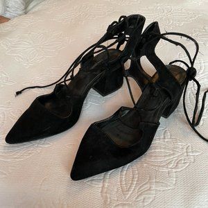 Zara Black Suede Tie Up Shoes